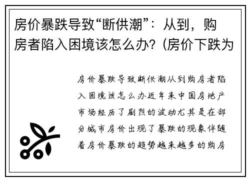 房价暴跌导致“断供潮”：从到，购房者陷入困境该怎么办？(房价下跌为什么导致断供)