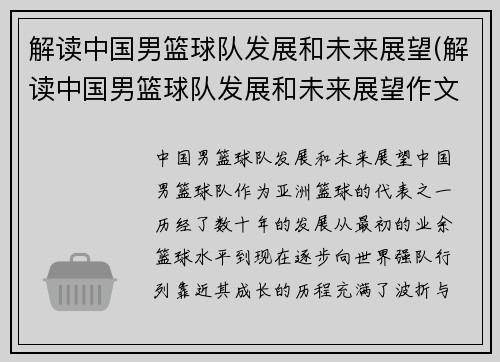 解读中国男篮球队发展和未来展望(解读中国男篮球队发展和未来展望作文)